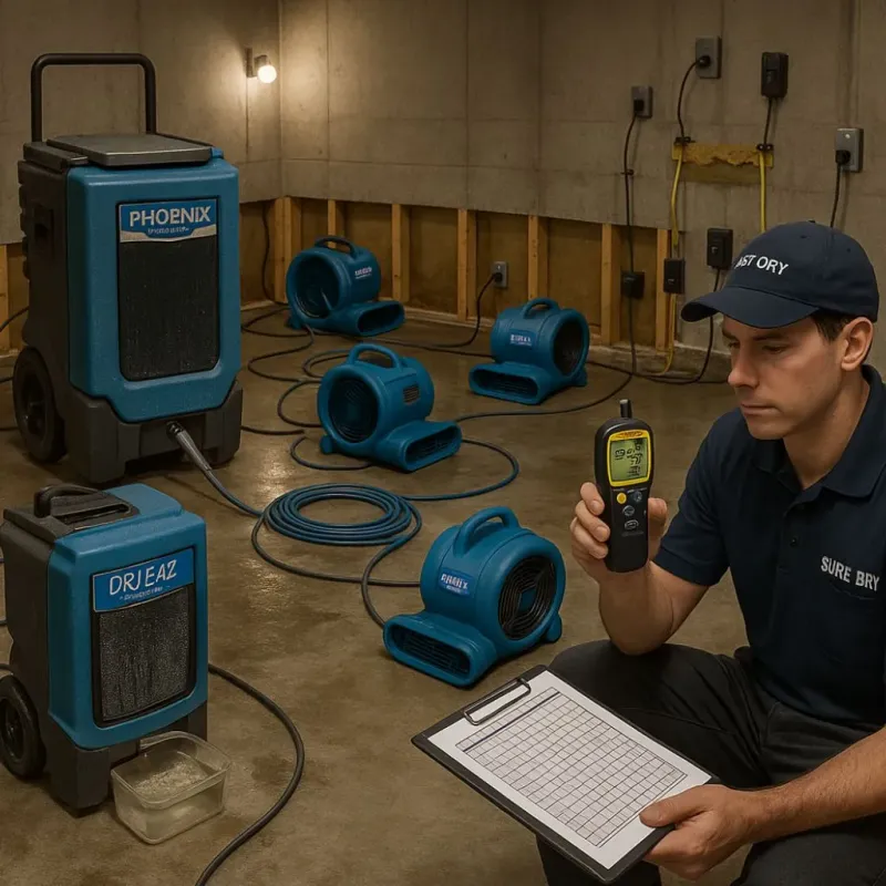 Structural Drying and Dehumidification process in Folsom, PA